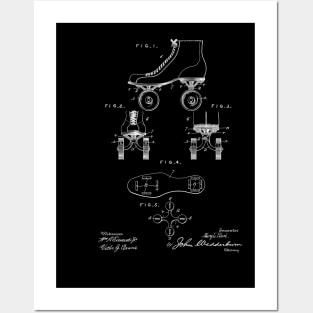 Roller Skate Shoe Vintage Patent Drawing Funny Novelty Posters and Art